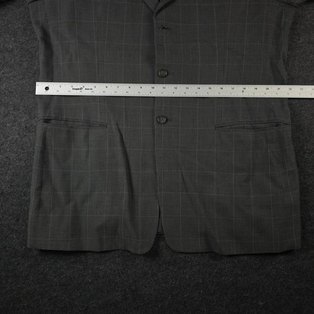 Armani Collezioni Gray Windowpane Blazer Wool 3 Button Jacket Men's 44L